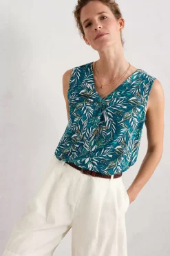 Tops<Seasalt Cornwall Achilla V-Neck Vest Kelp Forest Ocean Drift
