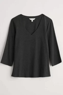 Tops<Seasalt Cornwall Alighting 3/4 Sleeve V-Neck Jersey Top