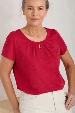 Tops<Seasalt Cornwall Appletree Keyhole Detail T-Shirt (Gots) Sedum
