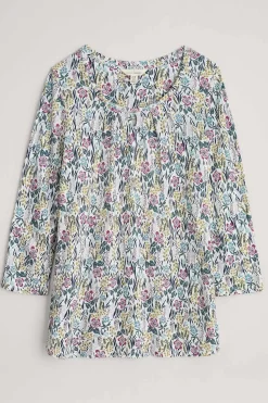 Tops<Seasalt Cornwall Appletree 3/4 Sleeve Top Floral Moor Chalk