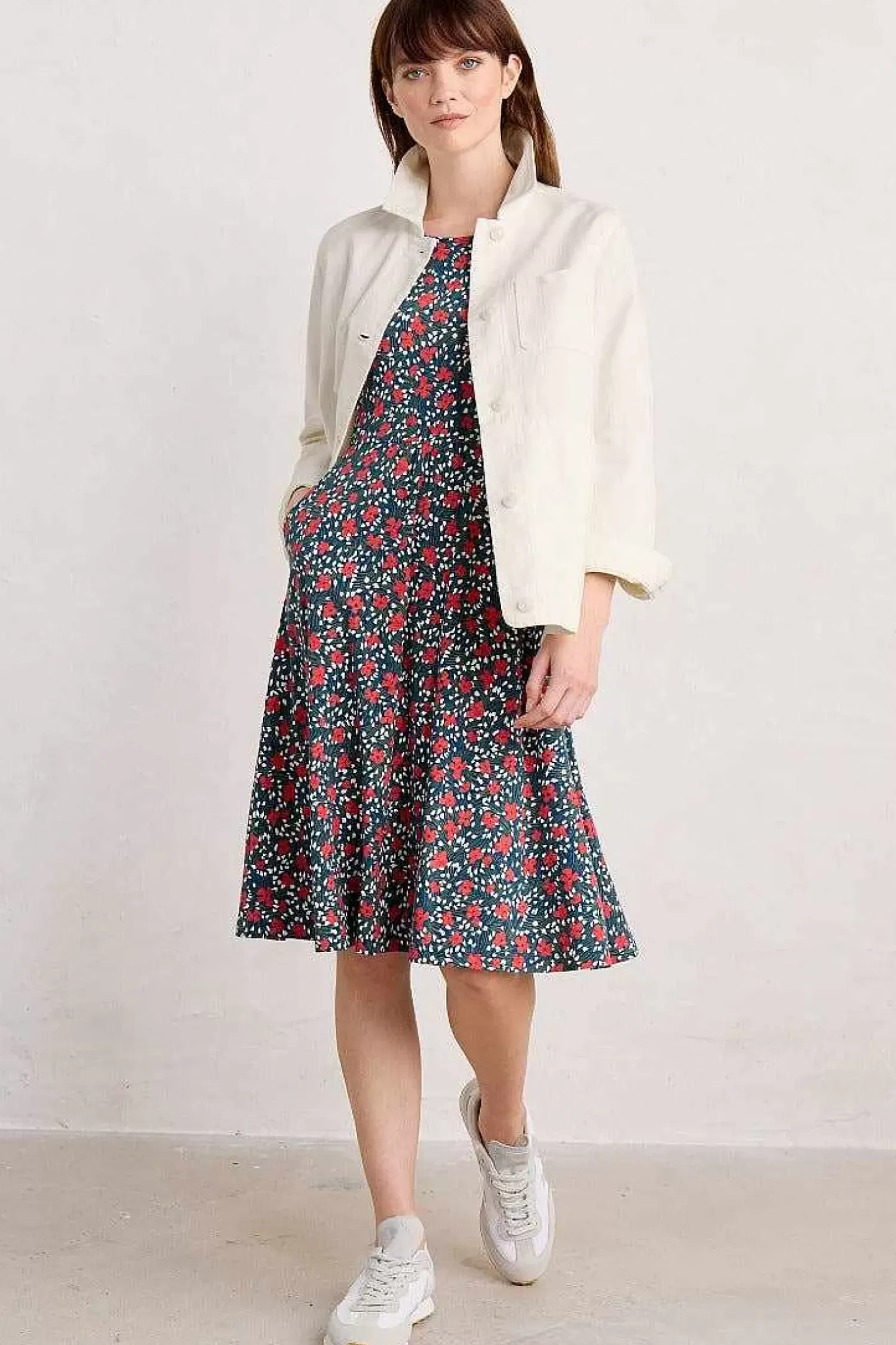 Dresses<Seasalt Cornwall April Short Sleeve Dress Reed Flower Raincloud
