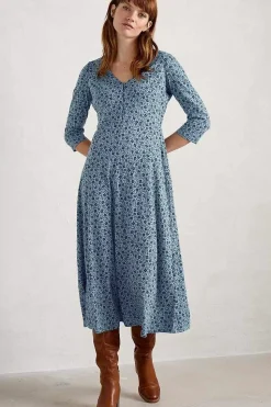 Dresses<Seasalt Cornwall Ava Jersey V-Neck Dress Ditsy Sketch Enamel