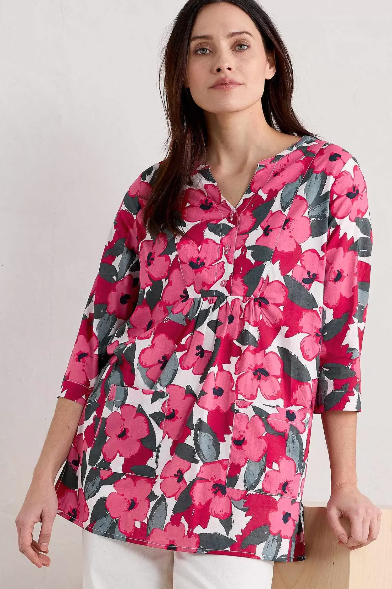 Tunics<Seasalt Cornwall Aventurier Printed Cotton Tunic (Gots) Coastal Bloom Chalk