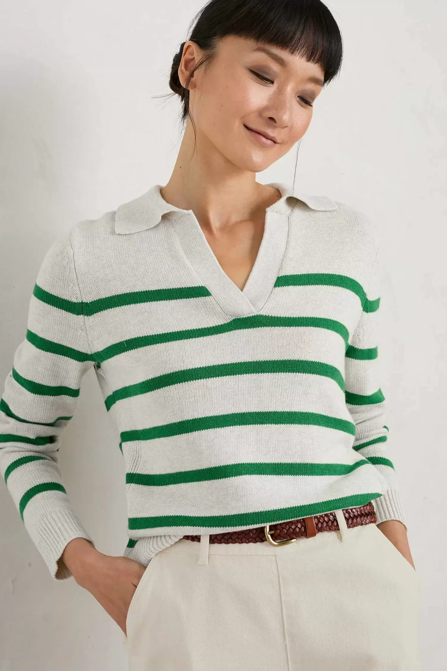 Knitwear<Seasalt Cornwall Barbizan Long Sleeve Collared Jumper Veneer Ecru Island