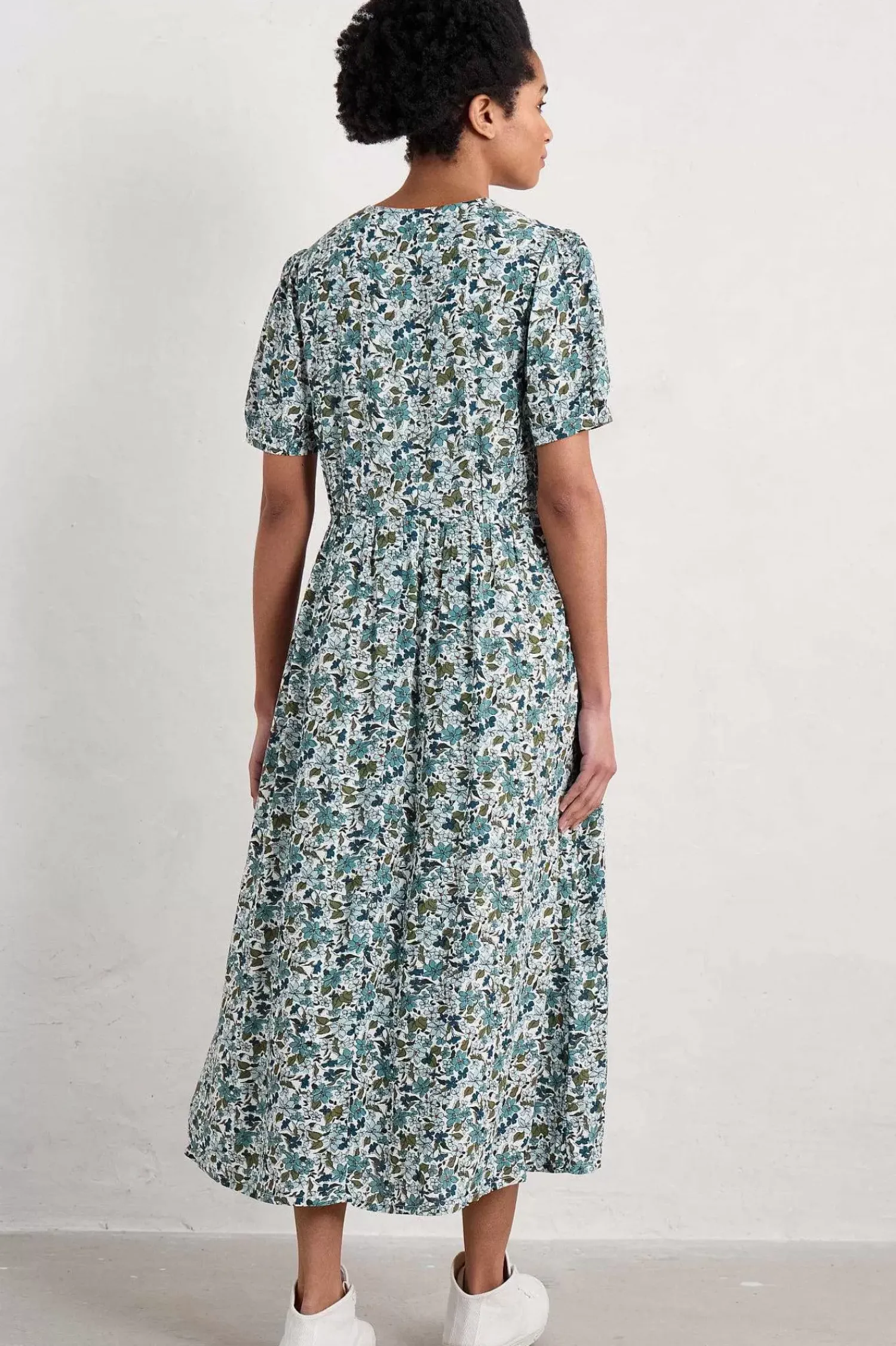 Dresses<Seasalt Cornwall Birch Leaf Midaxi Tea Dress Anemone Vintage Reflection