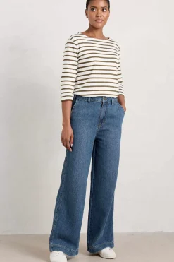 Trousers & Shorts<Seasalt Cornwall Blake Wide Leg Jeans Mid Wash Grain