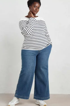Trousers & Shorts<Seasalt Cornwall Blake Wide Leg Jeans Mid Wash Grain