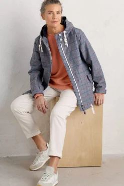Coats & Jackets<Seasalt Cornwall Blue Depth Waterproof Jacket Skipper Chambray Check