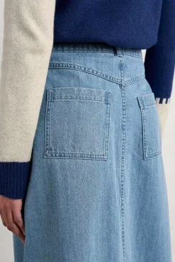 Skirts<Seasalt Cornwall Bowline Denim Midi Skirt Light Wash Rain Slub