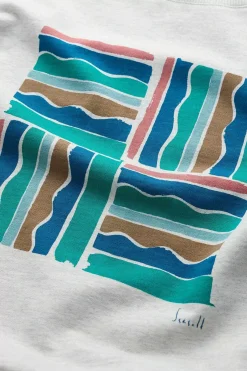 Tops<Seasalt Cornwall Bright Wave Printed Organic Cotton Sweatshirt Brushstroke Stamp Chalk