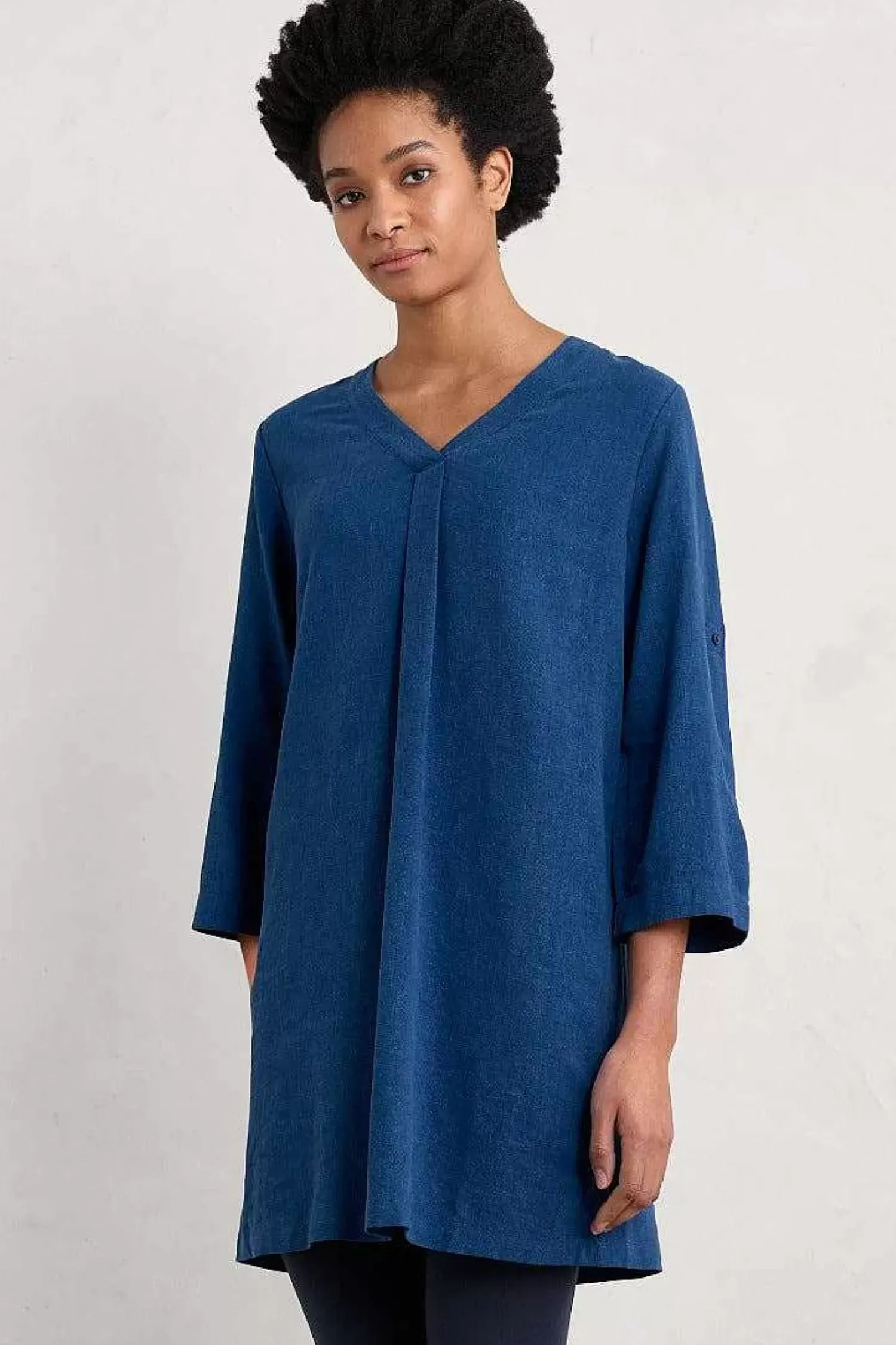 Tunics<Seasalt Cornwall Brittlestar V-Neck Linen Blend Tunic Marine