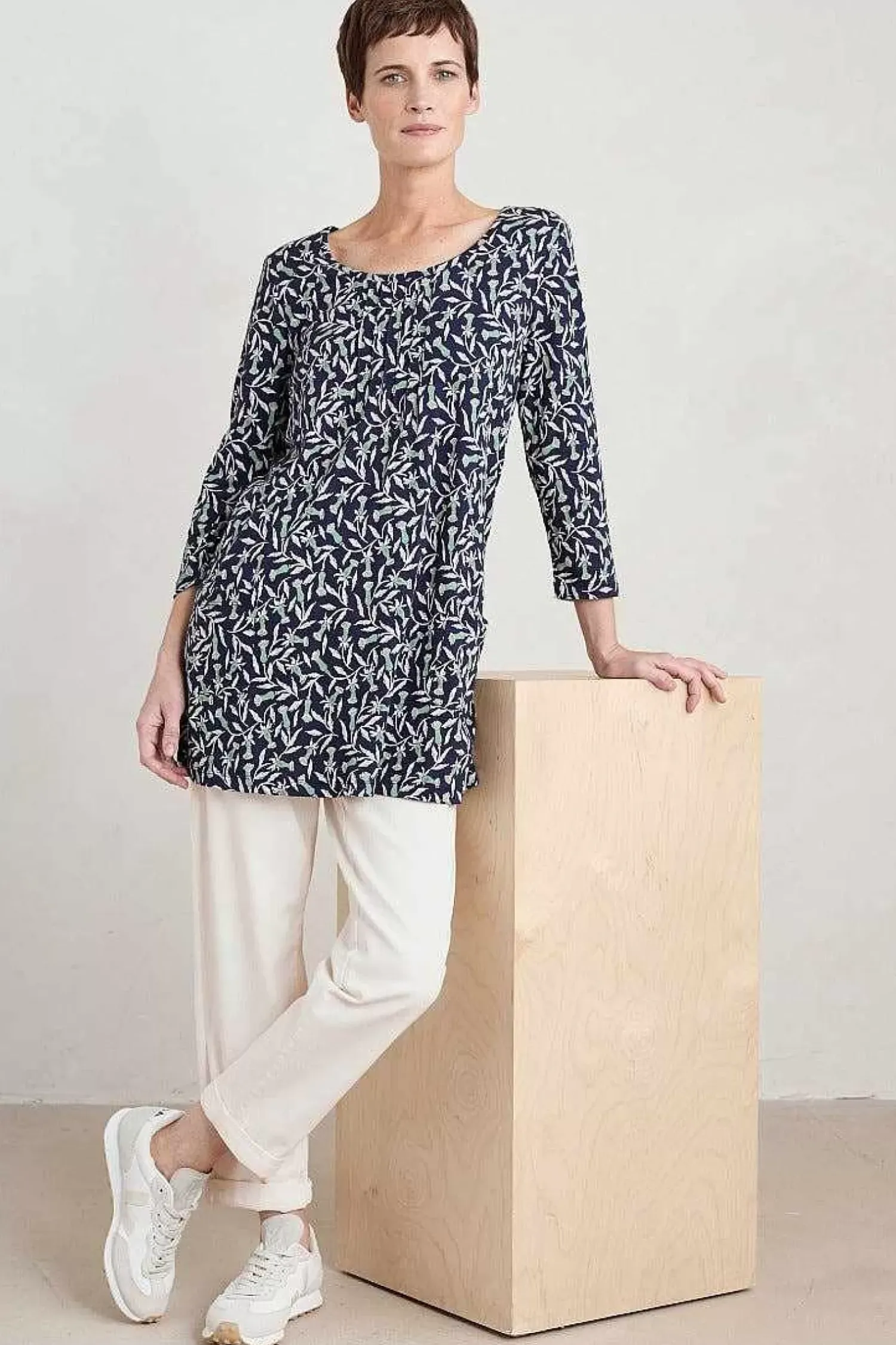 Tunics<Seasalt Cornwall Busy Lizzy 3/4 Sleeve Slub Jersey Tunic Seedhead Vine Maritime