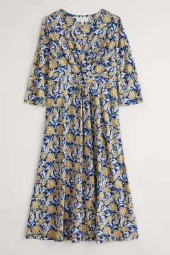 Dresses<Seasalt Cornwall Chapelle 3/4 Sleeve Jersey Dress (Gots) Woodland Garlic Marine