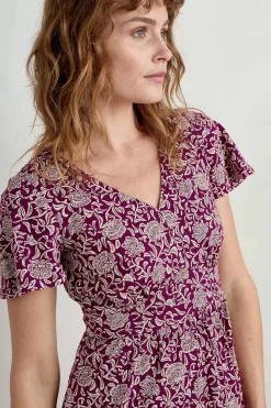 Dresses<Seasalt Cornwall Chateaux Maxi Dress Trailing Woodblock Cassis
