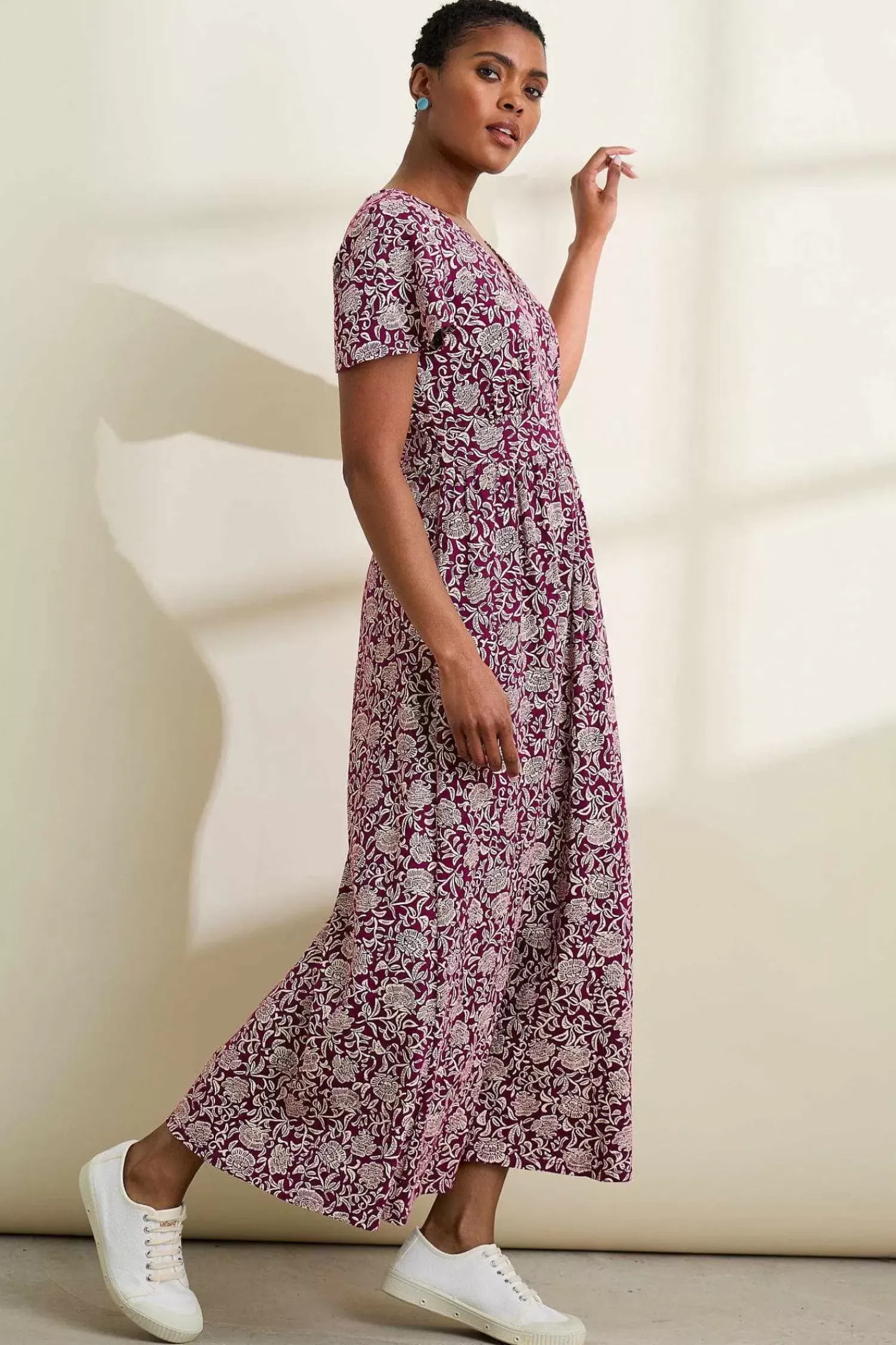 Dresses<Seasalt Cornwall Chateaux Maxi Dress Trailing Woodblock Cassis