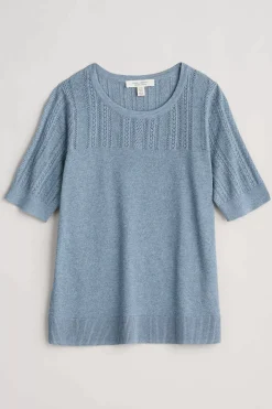 Knitwear<Seasalt Cornwall Chiff Chaff Short Sleeve Knitted Top Blue Fog