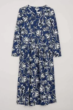 Dresses<Seasalt Cornwall Cladonia Long Sleeve Jersey Dress Cyclamen Marine Maritime