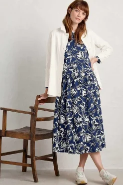 Dresses<Seasalt Cornwall Cladonia Long Sleeve Jersey Dress Cyclamen Marine Maritime