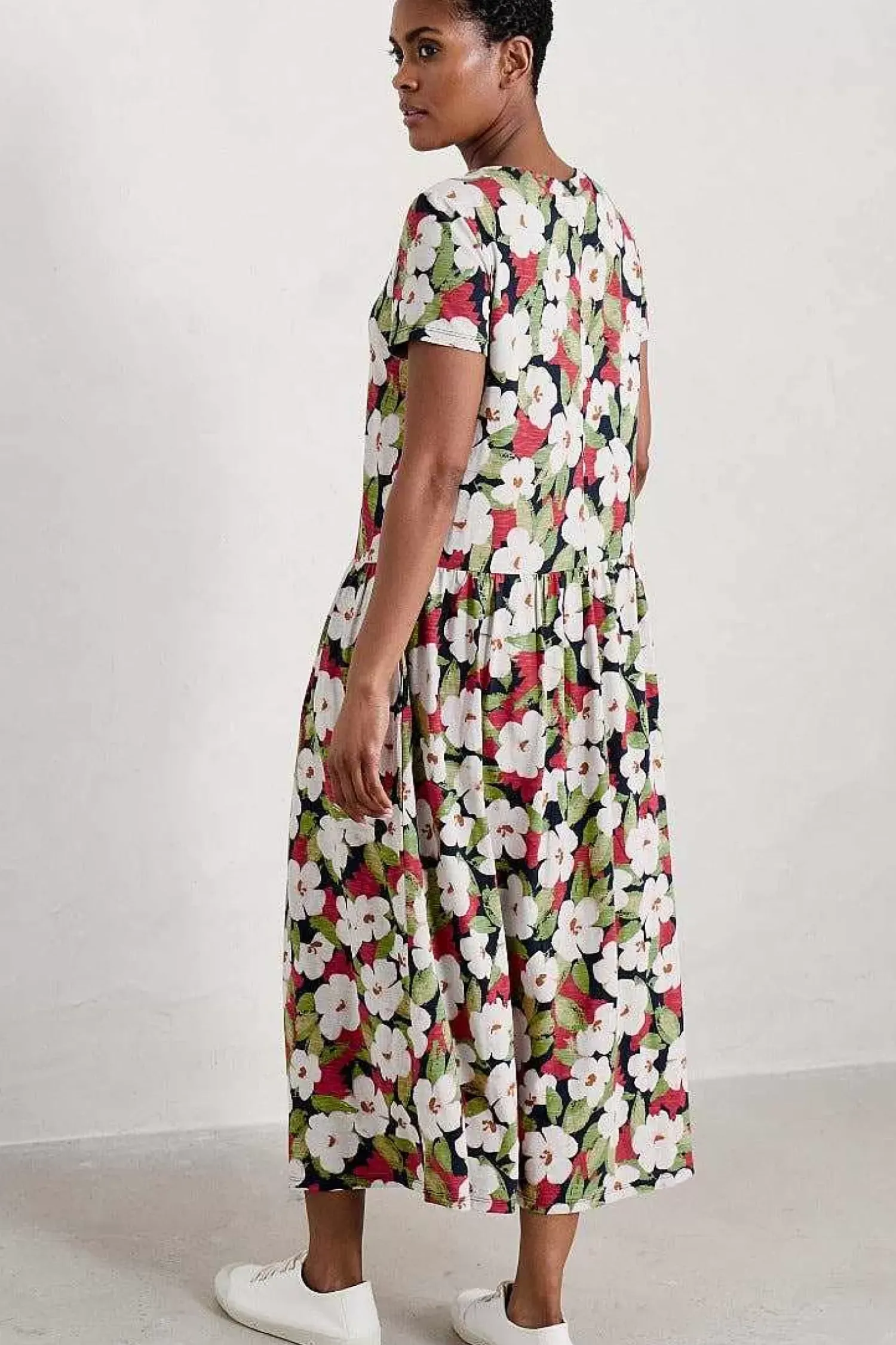 Dresses<Seasalt Cornwall Cladonia Short Sleeve Jersey Dress Coastal Bloom Maritime