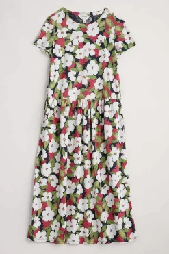 Dresses<Seasalt Cornwall Cladonia Short Sleeve Jersey Dress Coastal Bloom Maritime