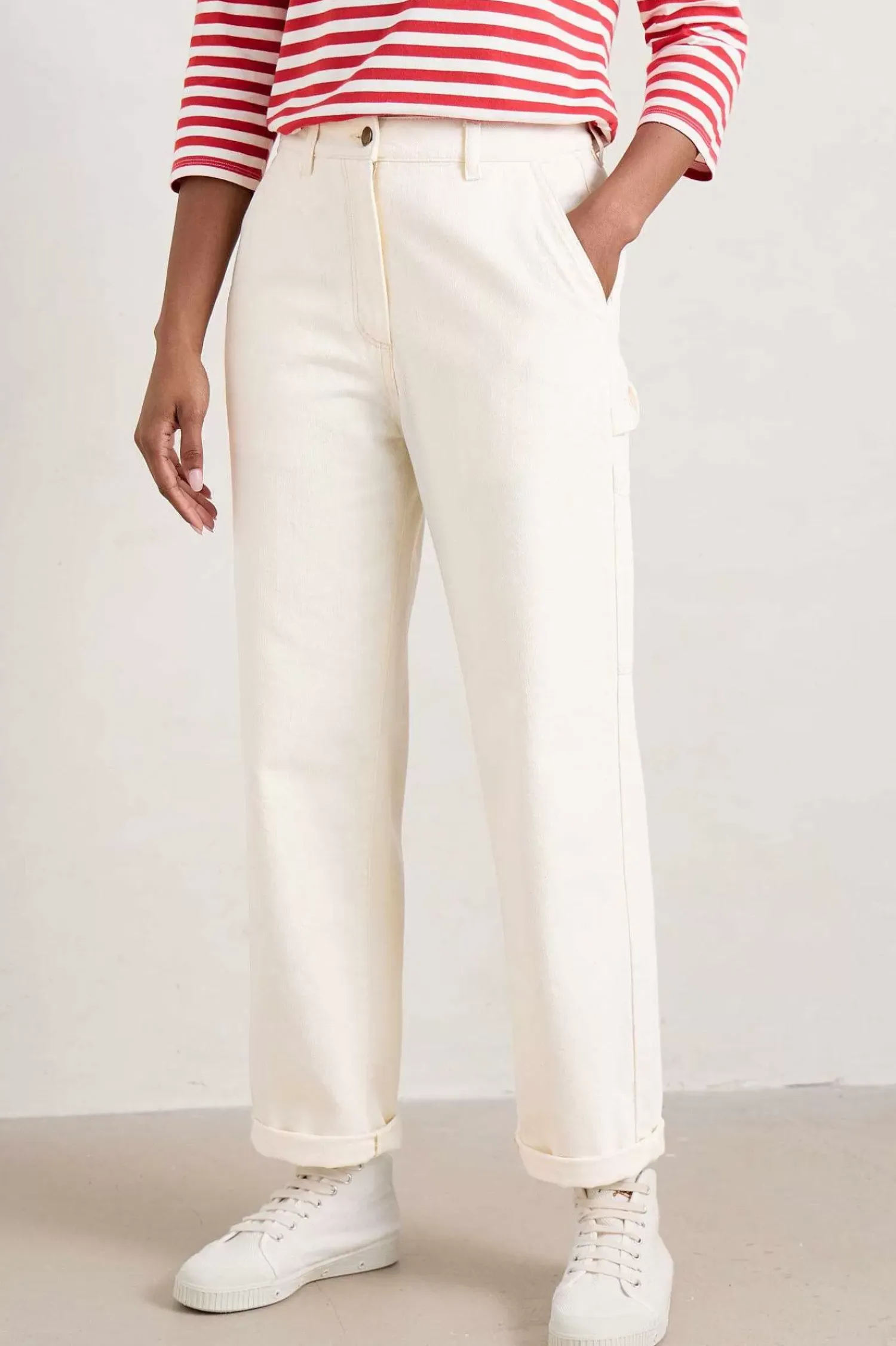 Trousers & Shorts<Seasalt Cornwall Cliff Picnic Straight Leg Jeans Ecru Twill Slub