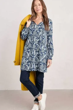 Tunics<Seasalt Cornwall Composition Organic Cotton Jersey Tunic (Gots) Woodland Garlic Marine Chalk