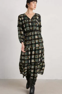 Dresses<Seasalt Cornwall Dearling Tiered Dress Folky Quilt Onyx