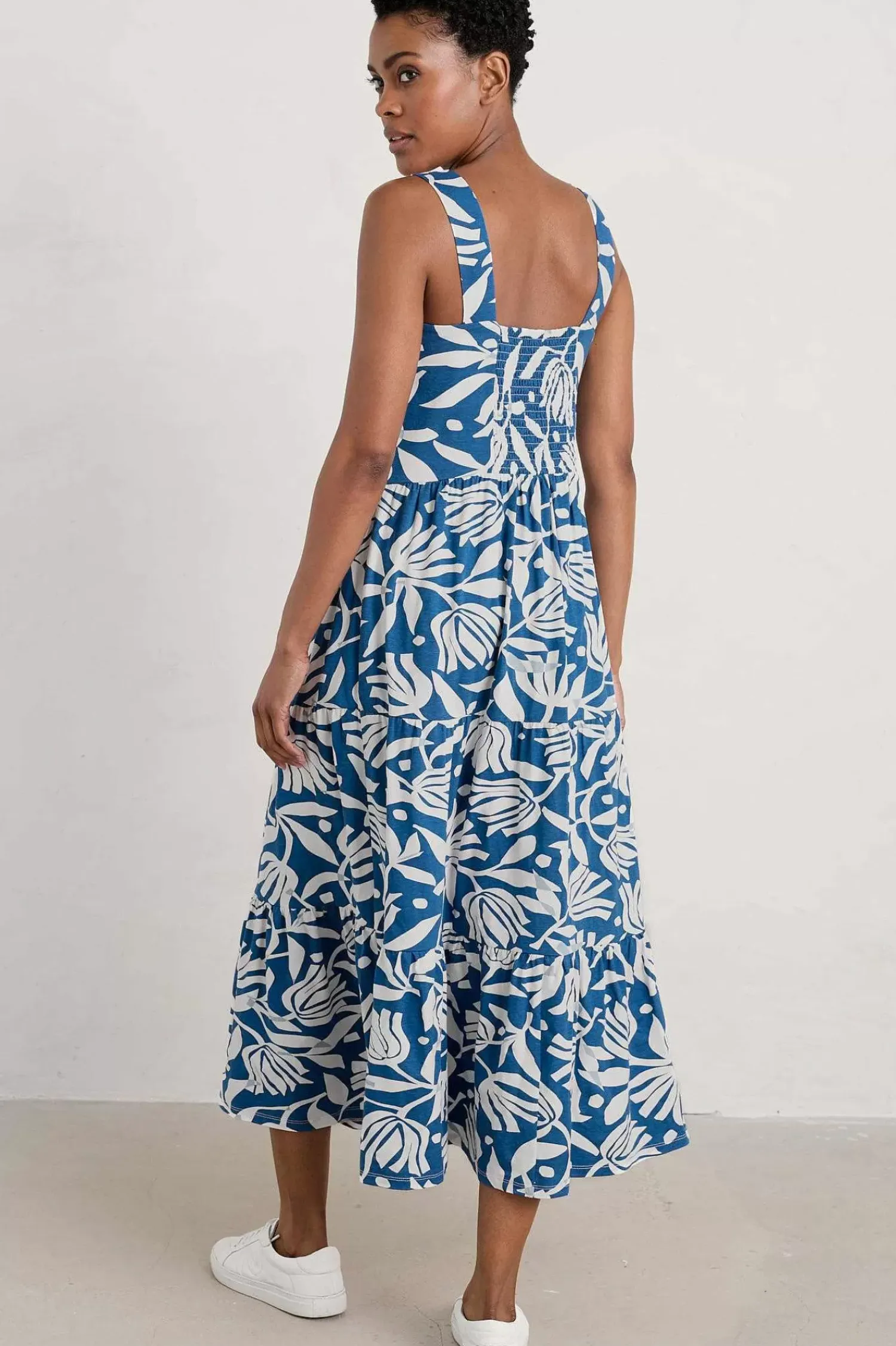 Dresses<Seasalt Cornwall Deep Water Tiered Dress Cut Paper Flowers Waterfront