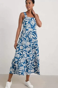 Dresses<Seasalt Cornwall Deep Water Tiered Dress Cut Paper Flowers Waterfront