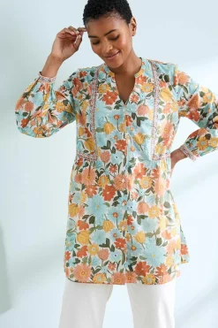 Tunics<Seasalt Cornwall Dragonfly V-Neck Tunic (Gots) Flowering Blooms Chalk