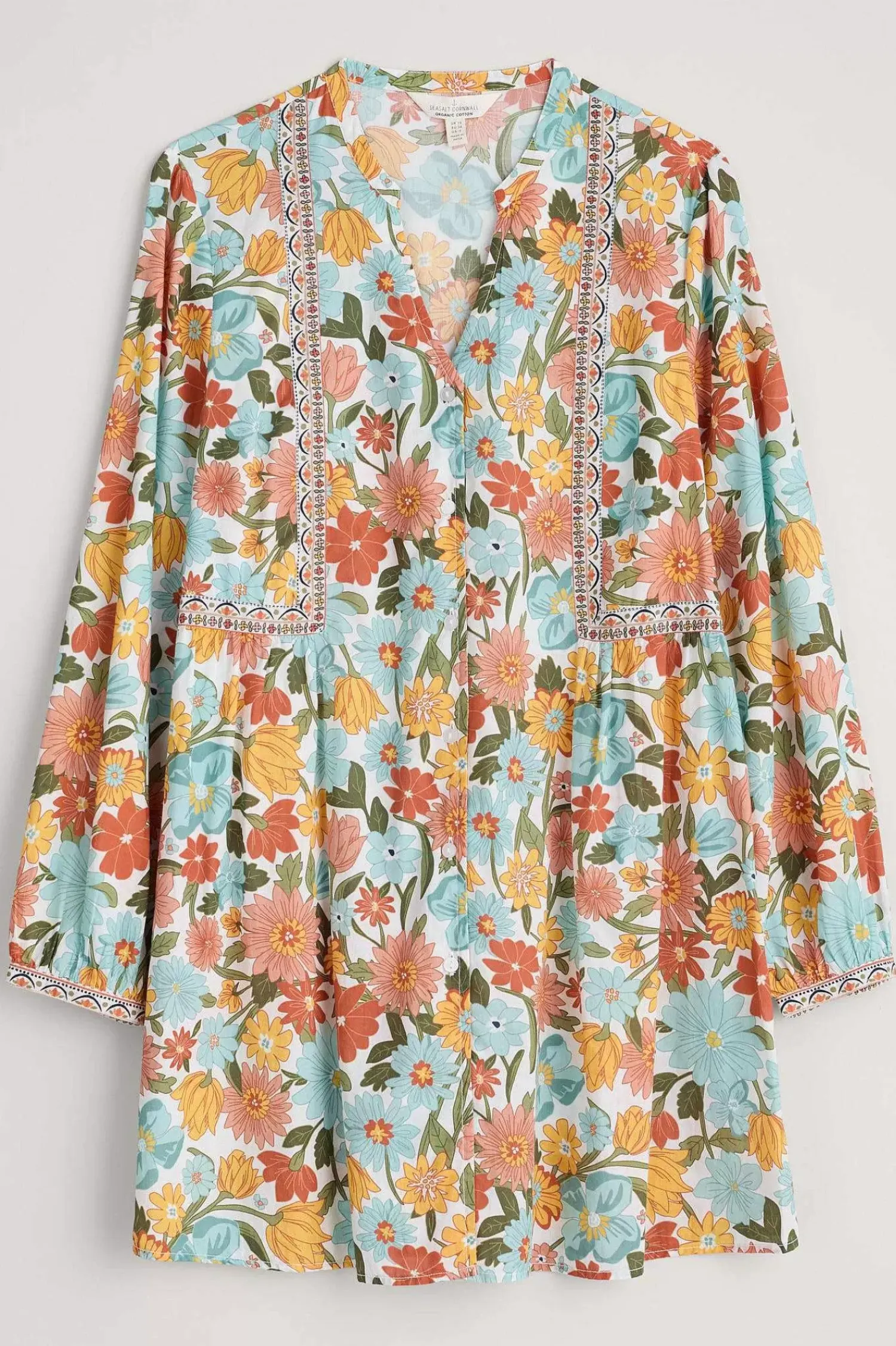 Tunics<Seasalt Cornwall Dragonfly V-Neck Tunic (Gots) Flowering Blooms Chalk