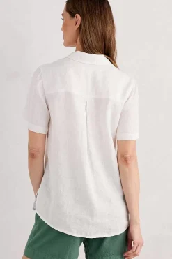 Tops<Seasalt Cornwall Drydock Short Sleeve Linen Shirt Chalk