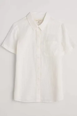 Tops<Seasalt Cornwall Drydock Short Sleeve Linen Shirt Chalk