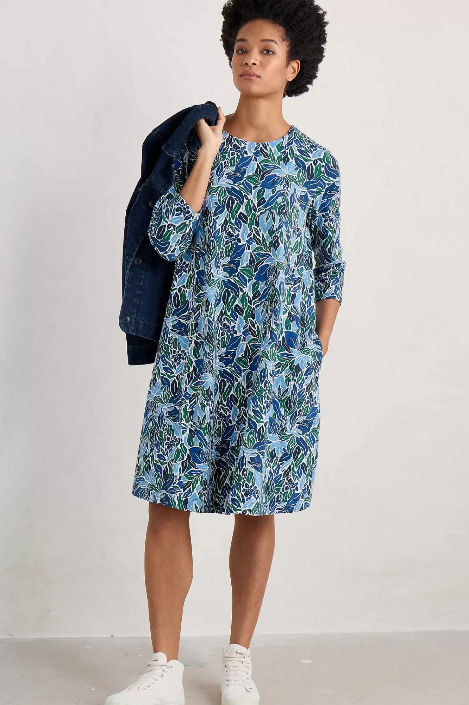 Dresses<Seasalt Cornwall Ebb Flow Jersey Dress Painterly Leaves Copse