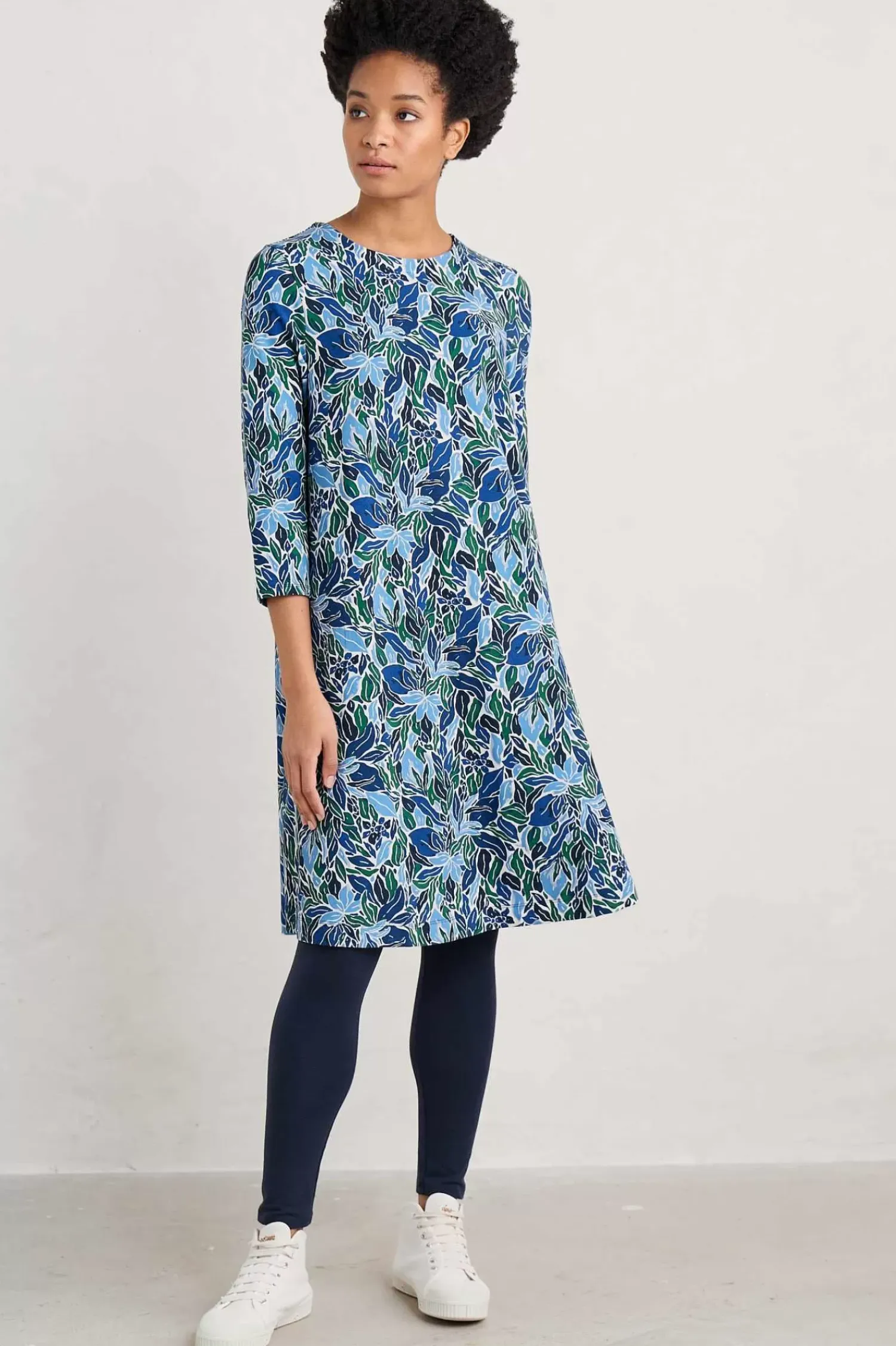Dresses<Seasalt Cornwall Ebb Flow Jersey Dress Painterly Leaves Copse