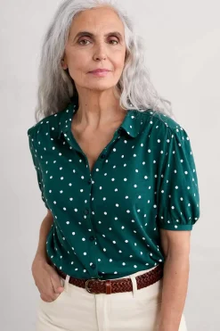 Tops<Seasalt Cornwall Embrace Short Sleeve Shirt Little Sponge Spot Dk Wreckage