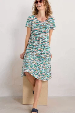 Dresses<Seasalt Cornwall Enor Fit-And-Flare Dress Estuary Tide Marks Chalk