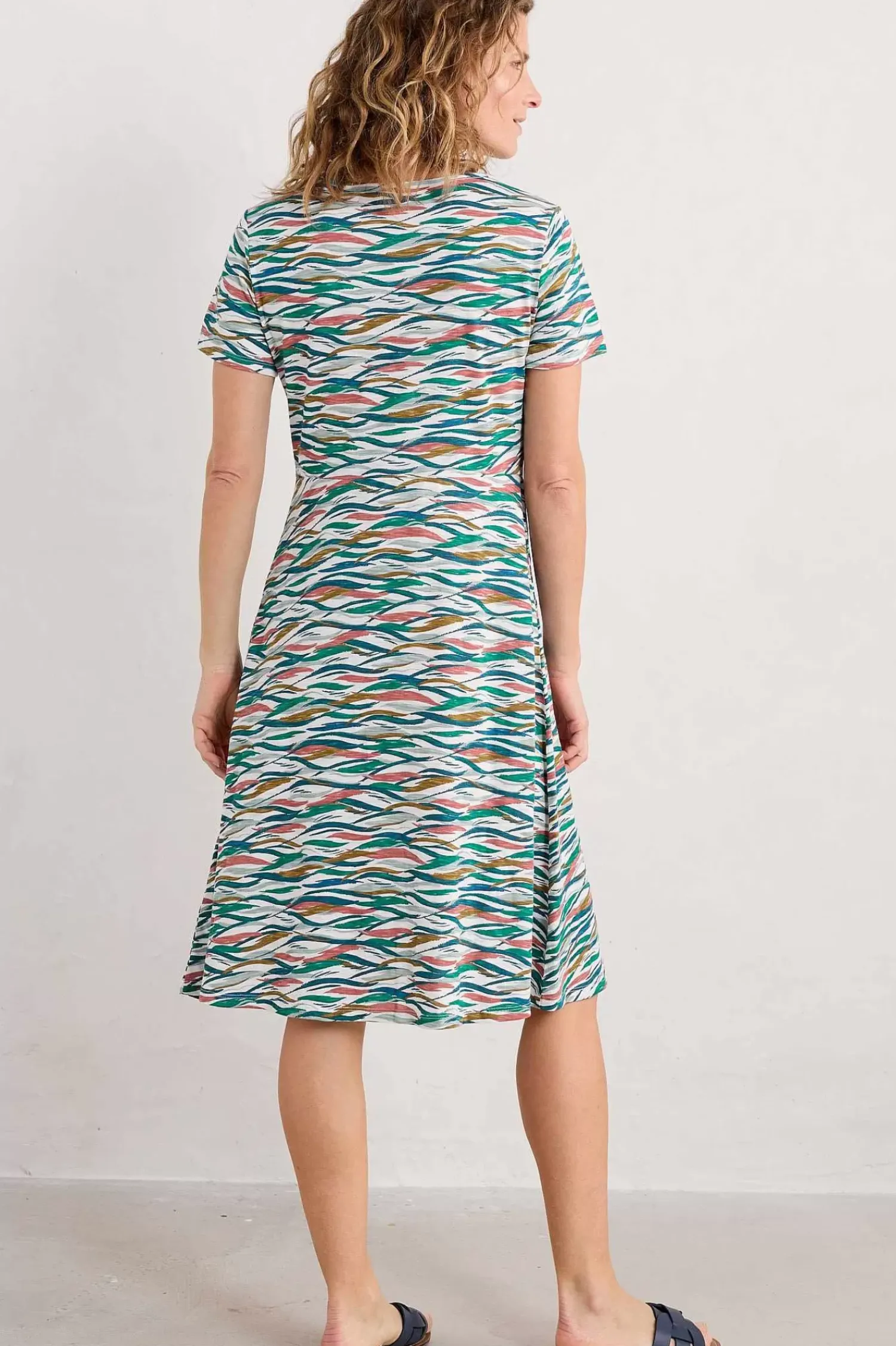 Dresses<Seasalt Cornwall Enor Fit-And-Flare Dress Estuary Tide Marks Chalk