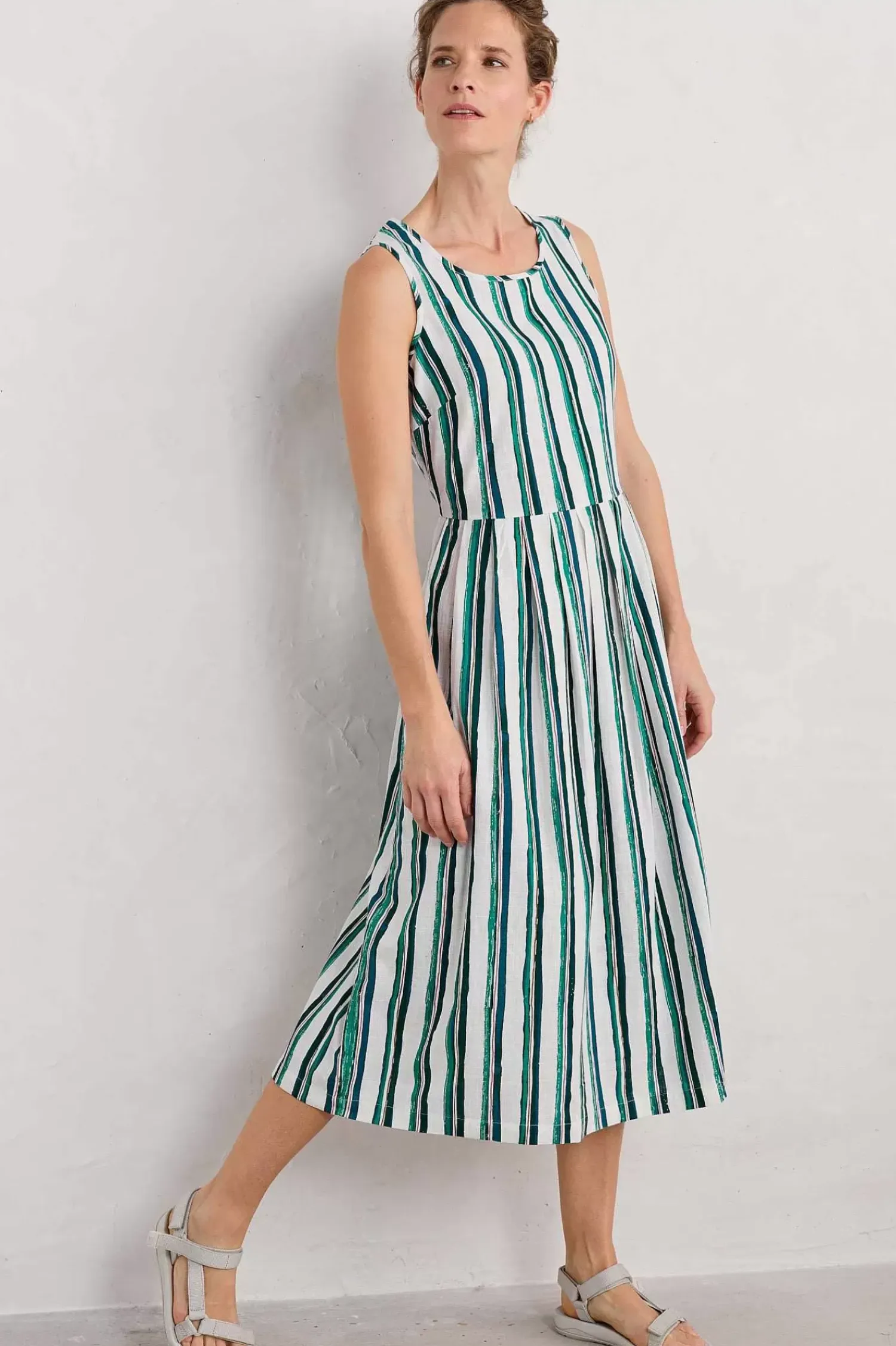 Dresses<Seasalt Cornwall Farley's Midi Dress River Stripe Chalk