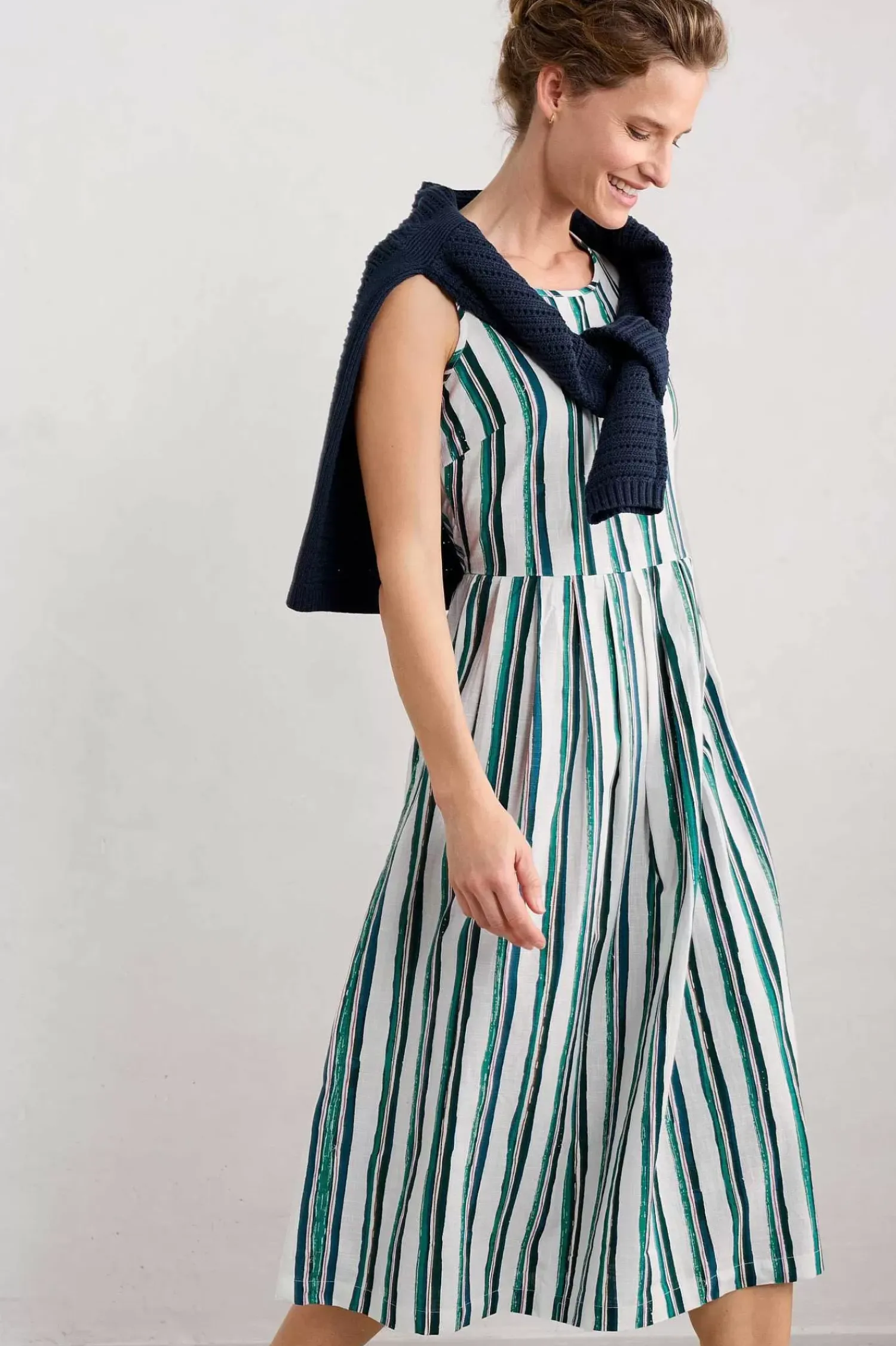 Dresses<Seasalt Cornwall Farley's Midi Dress River Stripe Chalk
