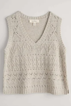 Knitwear<Seasalt Cornwall Feock Merino Blend V-Neck Knitted Vest Aran
