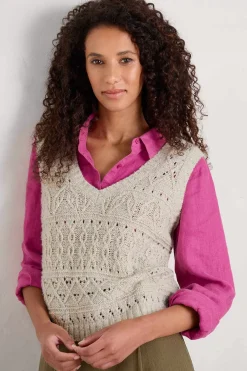 Knitwear<Seasalt Cornwall Feock Merino Blend V-Neck Knitted Vest Aran