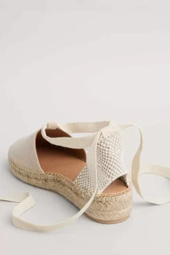 Shoes<Seasalt Cornwall Fern Path Ankle Tie Cotton Espadrilles Natural