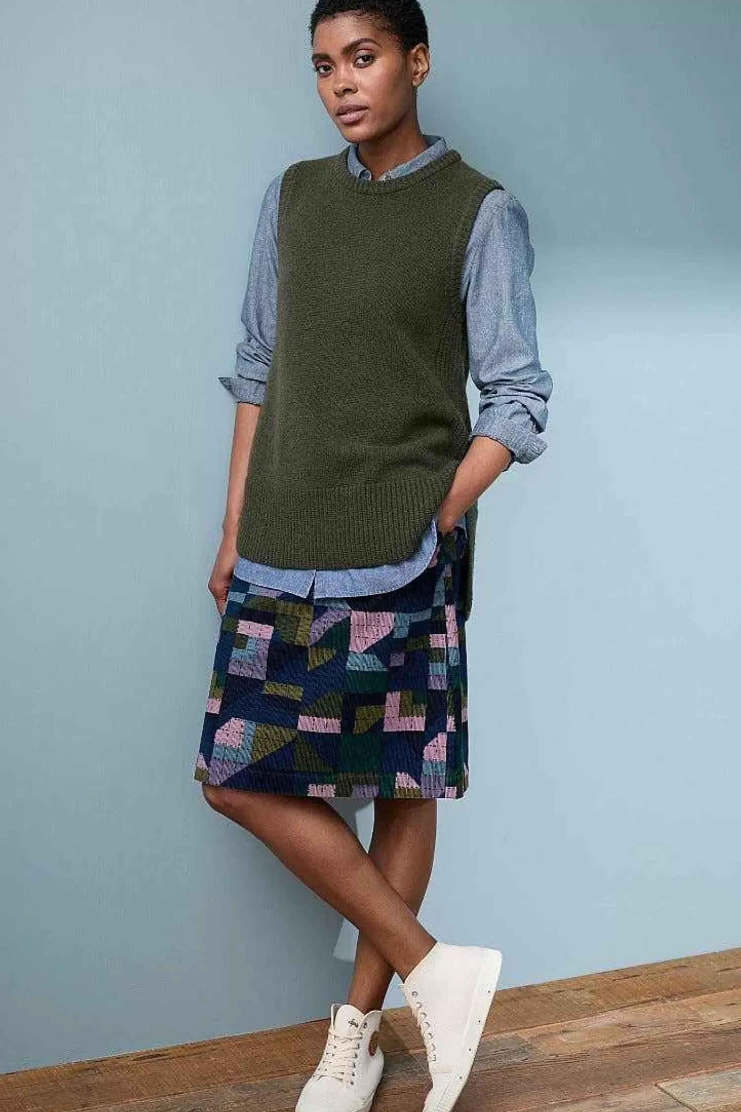 Skirts<Seasalt Cornwall Ferry Crossing Needlecord Skirt Collaged Rose Maritime Jam