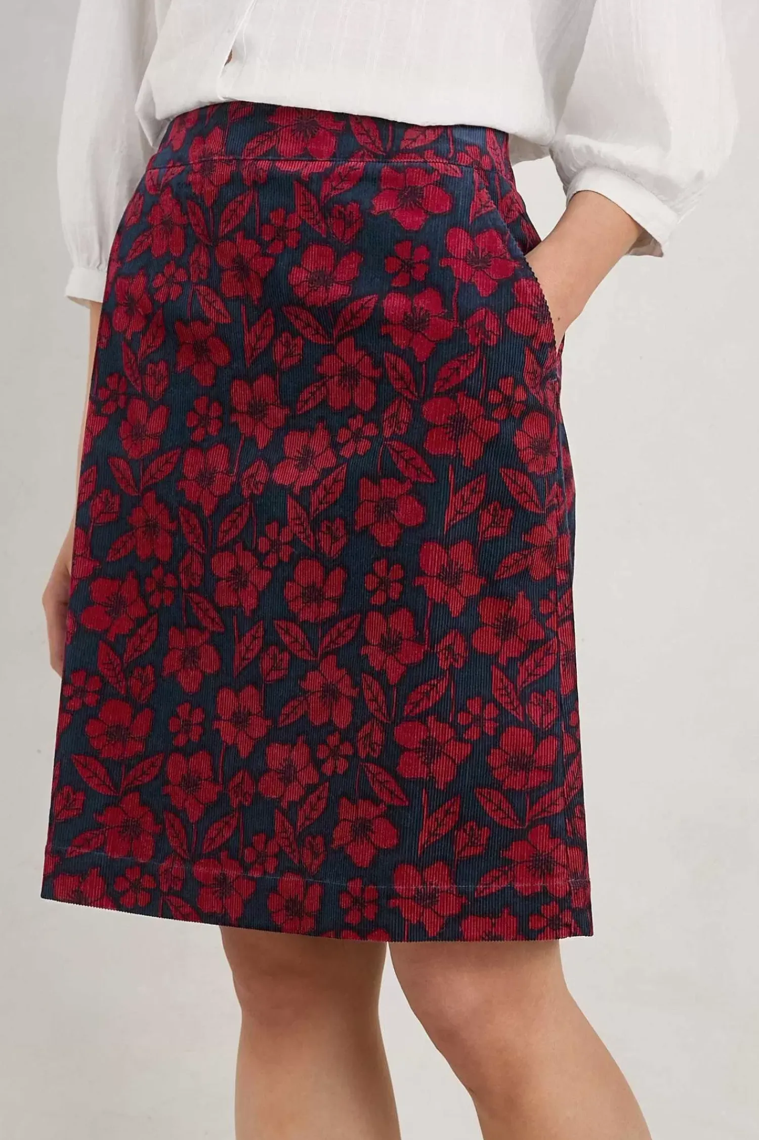 Skirts<Seasalt Cornwall Ferry Crossing Needlecord Skirt Collaged Rose Maritime Jam