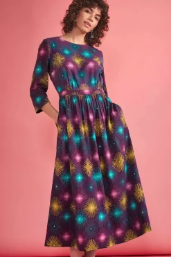 Dresses<Seasalt Cornwall Forestry Midi Dress Sparkler Geo Grape
