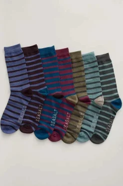 Socks<Seasalt Cornwall Gift Box Of 7 Men's Sailor Socks Cabooler Mix