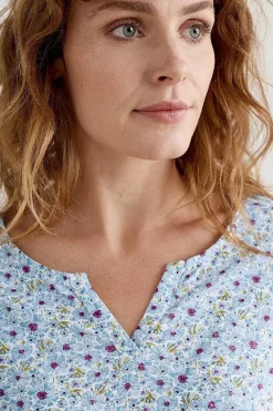 Tops<Seasalt Cornwall Gypsophilia Notch Neck Top Shaded Flowers Chalk
