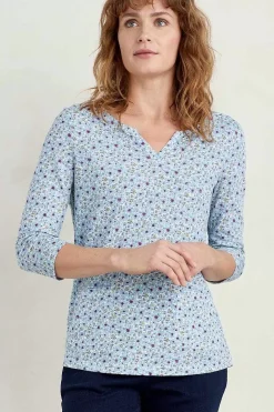 Tops<Seasalt Cornwall Gypsophilia Notch Neck Top Shaded Flowers Chalk