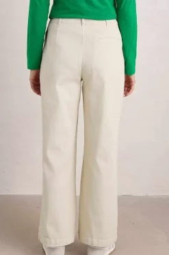 Trousers & Shorts<Seasalt Cornwall Hannafore View Full Length Wide Leg Trousers Limestone